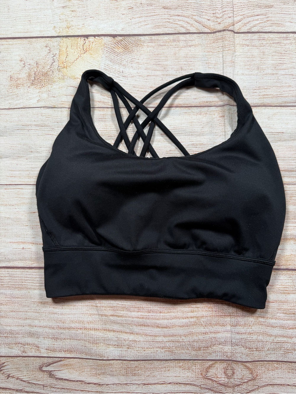 Victoria's Secret Black Crisscross Strappy Sports Bra - Longline, Small-DD, Pads